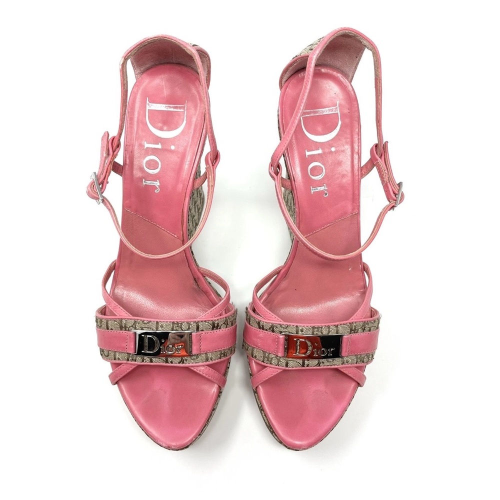 Dior Pink Logo Strap Slingback Heels